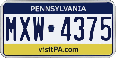 PA license plate MXW4375