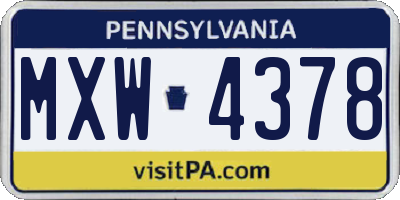 PA license plate MXW4378
