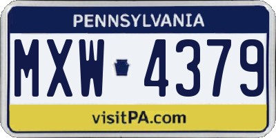 PA license plate MXW4379