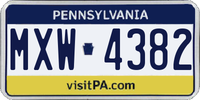 PA license plate MXW4382