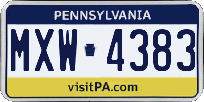 PA license plate MXW4383