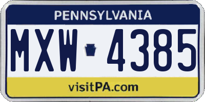 PA license plate MXW4385
