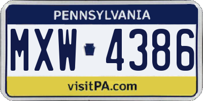 PA license plate MXW4386