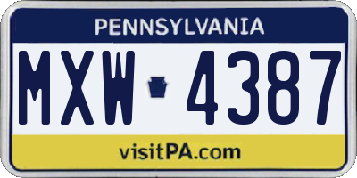 PA license plate MXW4387