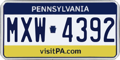 PA license plate MXW4392