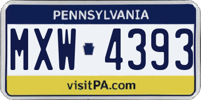 PA license plate MXW4393
