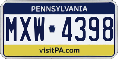 PA license plate MXW4398