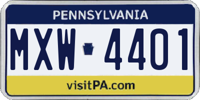 PA license plate MXW4401