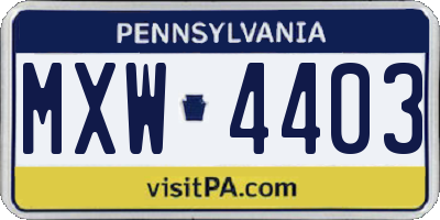 PA license plate MXW4403