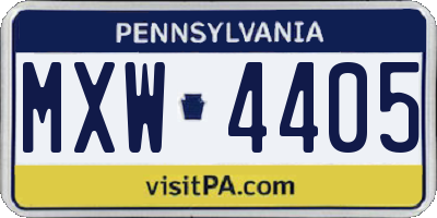 PA license plate MXW4405