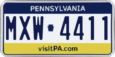 PA license plate MXW4411