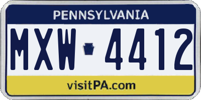 PA license plate MXW4412