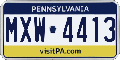 PA license plate MXW4413