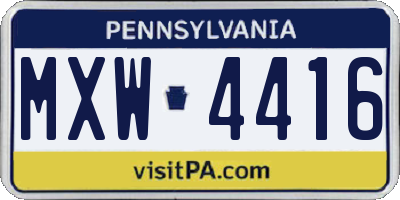 PA license plate MXW4416