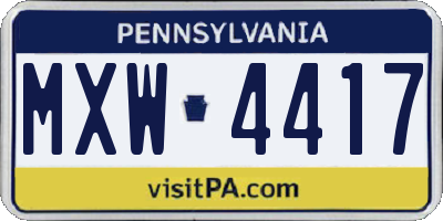 PA license plate MXW4417