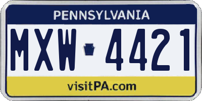 PA license plate MXW4421