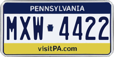 PA license plate MXW4422