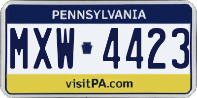 PA license plate MXW4423