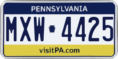PA license plate MXW4425