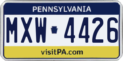 PA license plate MXW4426