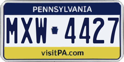 PA license plate MXW4427