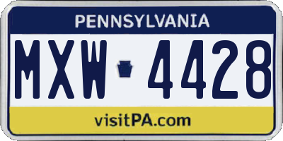PA license plate MXW4428