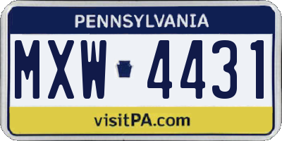 PA license plate MXW4431