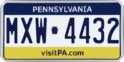 PA license plate MXW4432