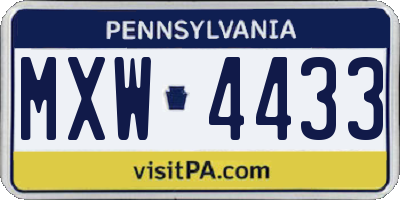 PA license plate MXW4433