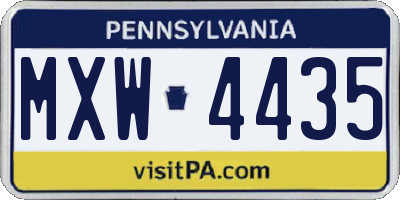 PA license plate MXW4435