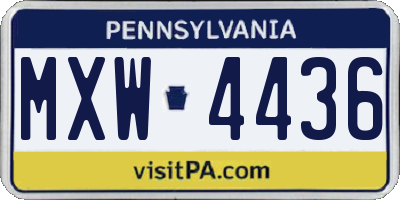 PA license plate MXW4436