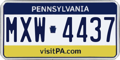 PA license plate MXW4437