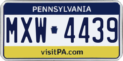 PA license plate MXW4439