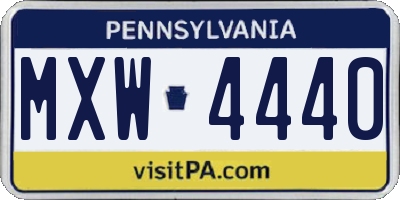 PA license plate MXW4440