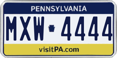 PA license plate MXW4444