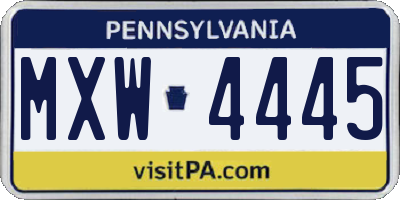 PA license plate MXW4445