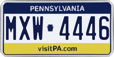 PA license plate MXW4446