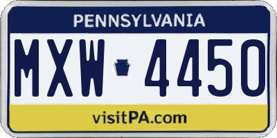 PA license plate MXW4450