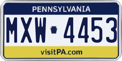 PA license plate MXW4453