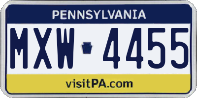 PA license plate MXW4455