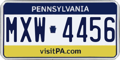 PA license plate MXW4456