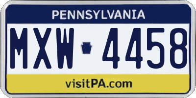 PA license plate MXW4458