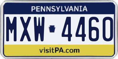 PA license plate MXW4460