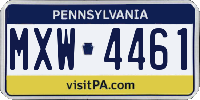 PA license plate MXW4461