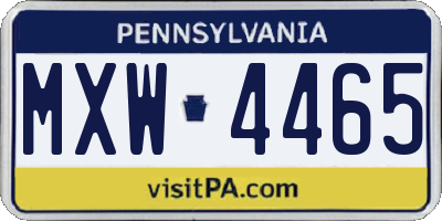 PA license plate MXW4465