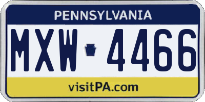 PA license plate MXW4466