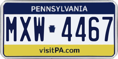 PA license plate MXW4467
