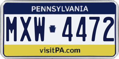 PA license plate MXW4472