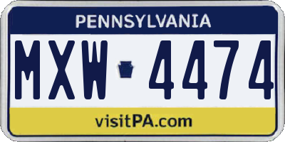 PA license plate MXW4474