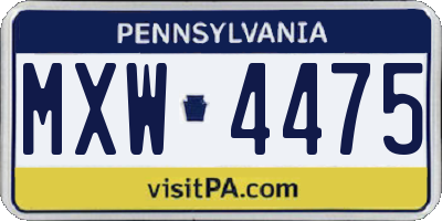 PA license plate MXW4475